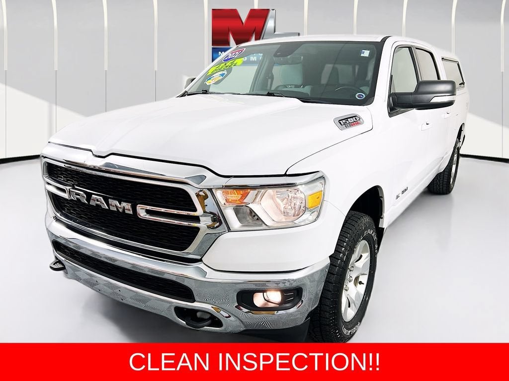 2021 RAM 1500 Big Horn in Bright White Clea — front three-quarter view