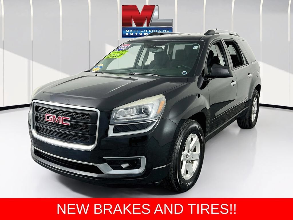 2015 GMC Acadia SLE in Carbon Black Metallic — front three-quarter view