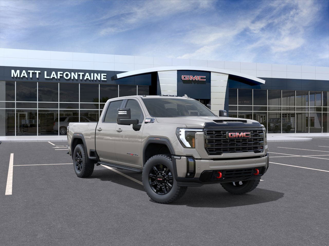2026 GMC Sierra 2500 HD AT4 in Coastal Dune — front three-quarter view