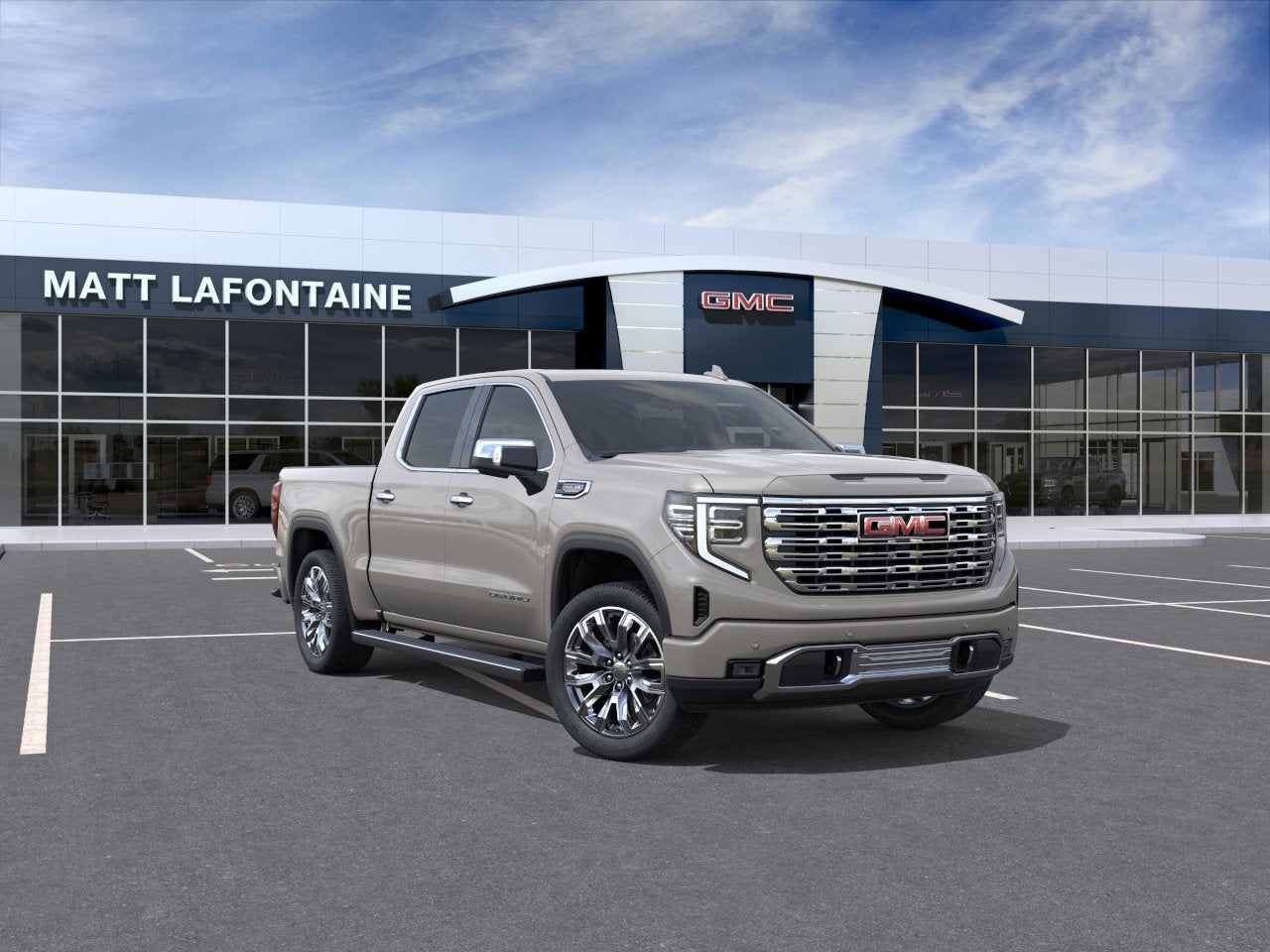 2026 GMC Sierra 1500 Denali in Coastal Dune — front three-quarter view