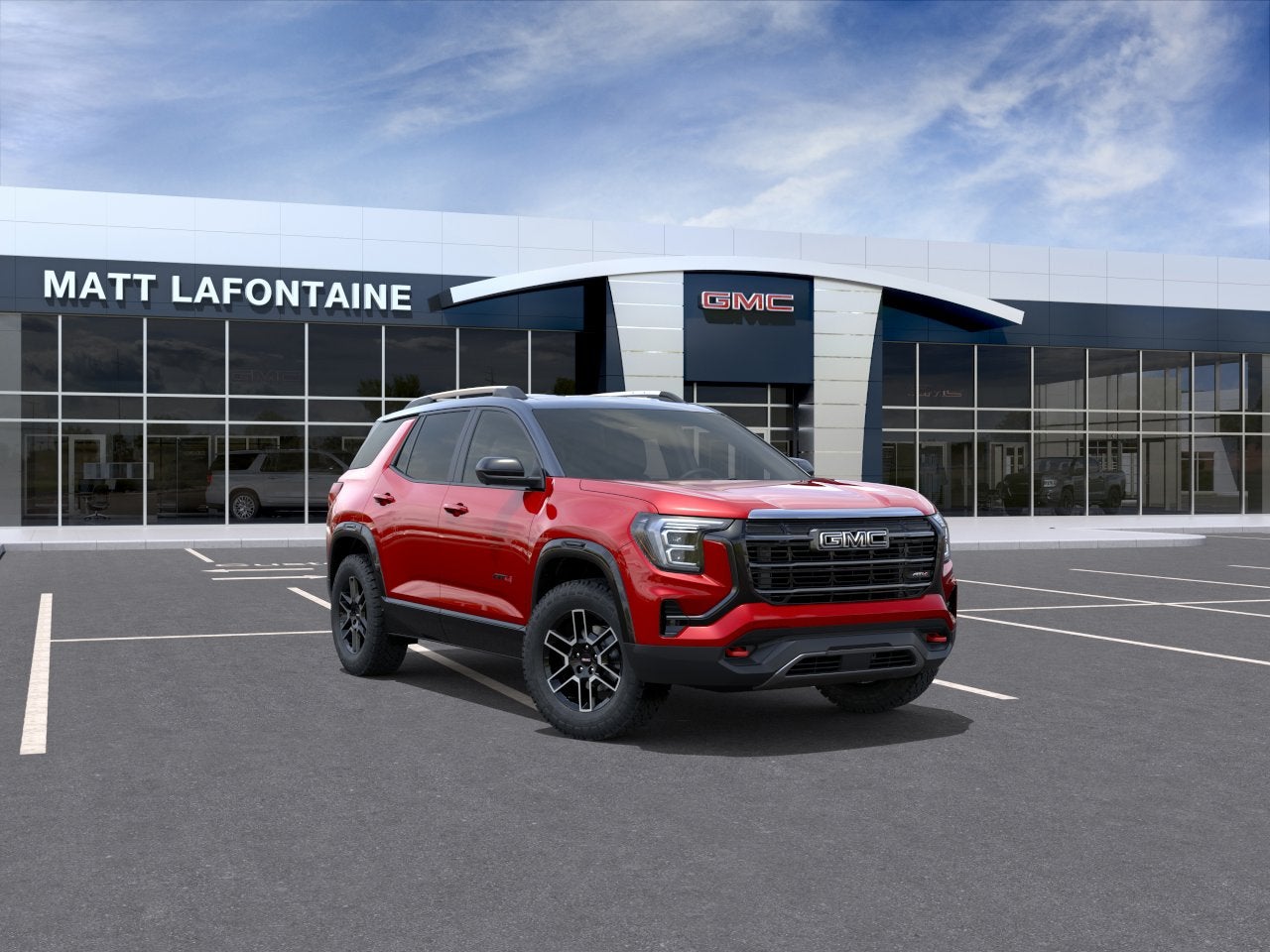 2026 GMC Terrain AT4 in Volcanic Red Tintcoat — front three-quarter view