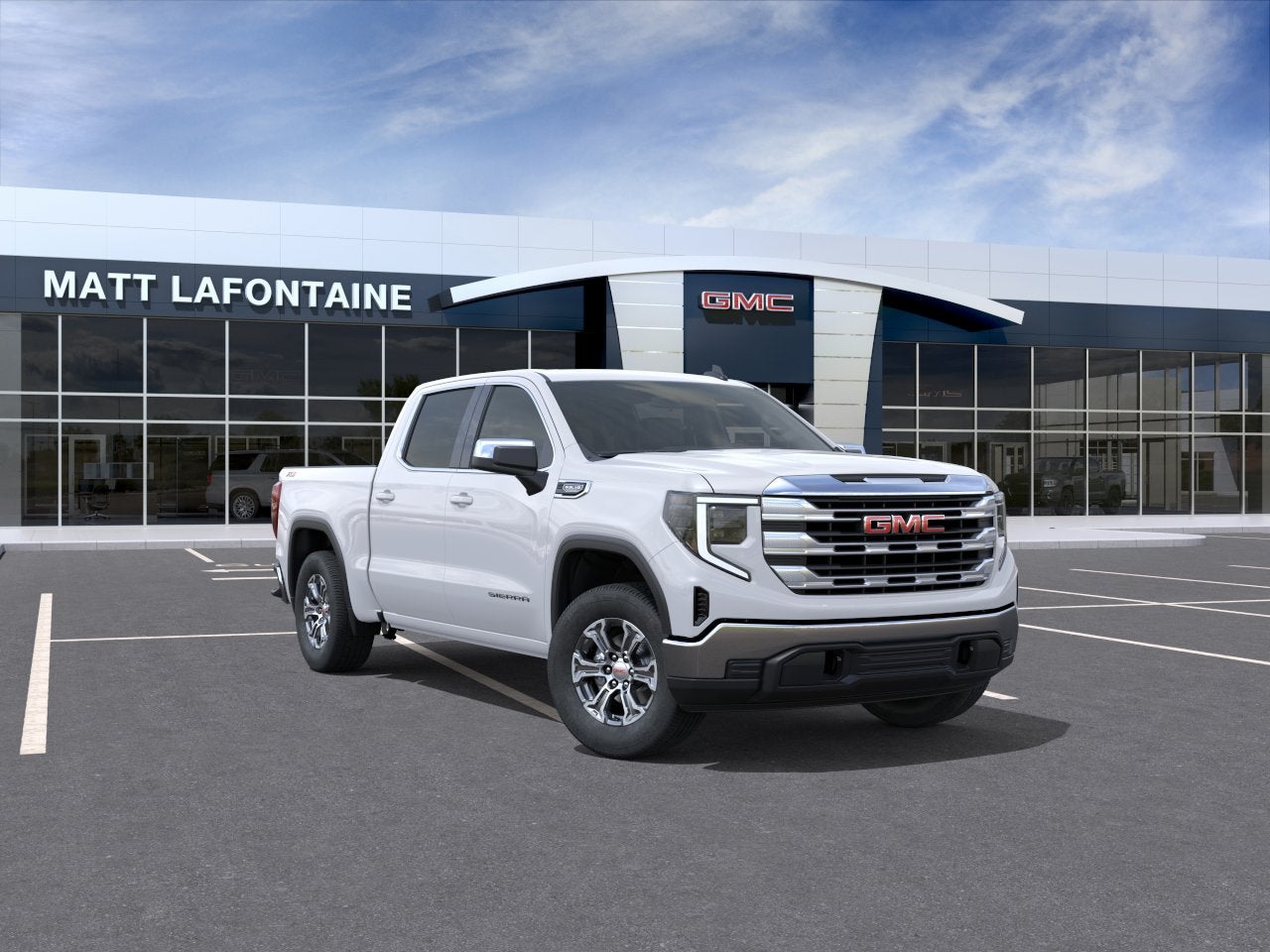 2026 GMC Sierra 1500 SLE in Summit White — front three-quarter view